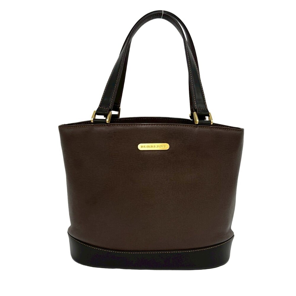 BURBERRY Burberry Logo Hardware Nova Check Leather Genuine Handbag Mini Tote ...